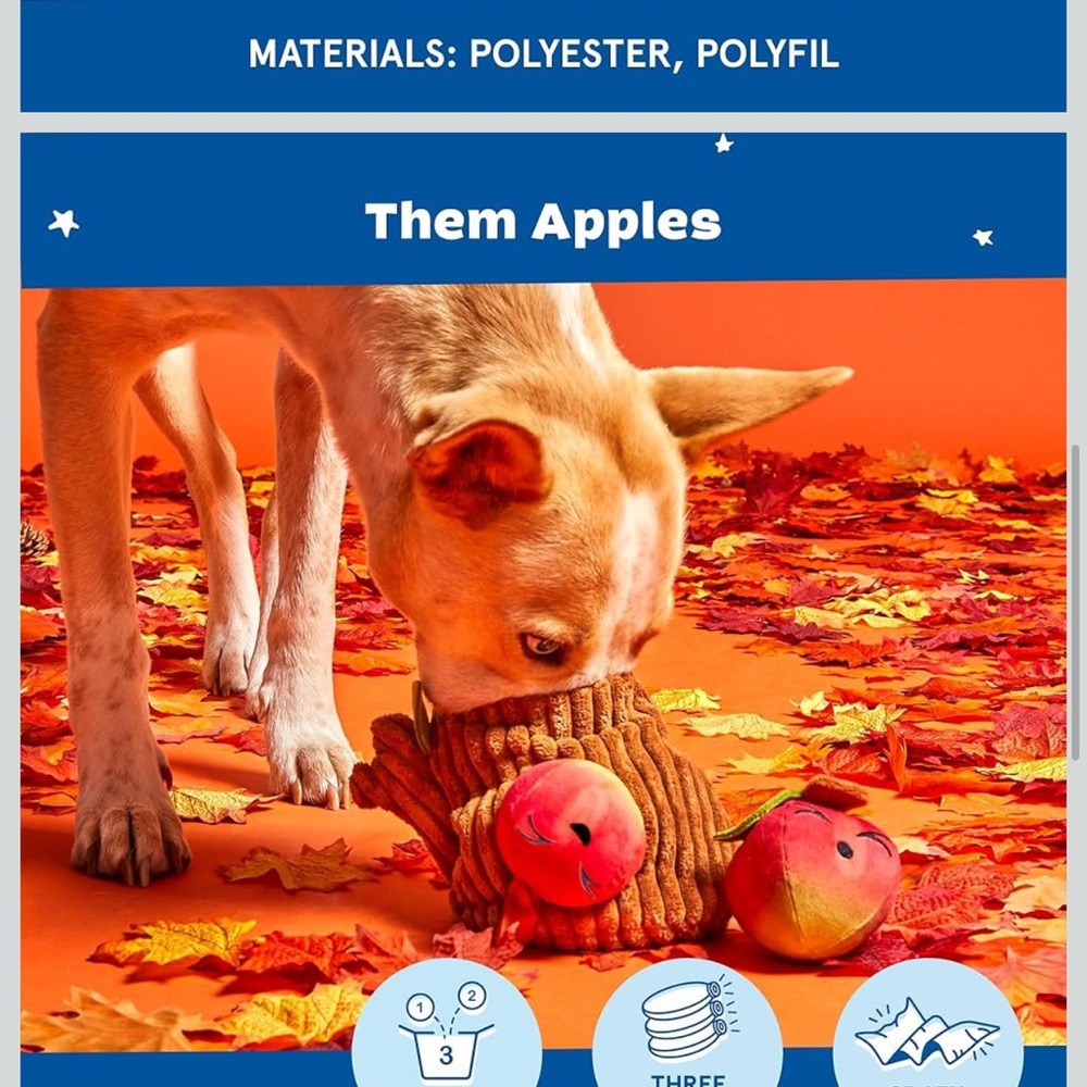 BARK Them Apples 3-in-1 Squeaky Plush Dog Toy
By BARK, NWT 🍎 - Picture 3 of 11
